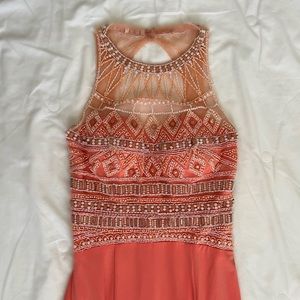 Tiffany Designs Peach Floor Length Formal Size 6
